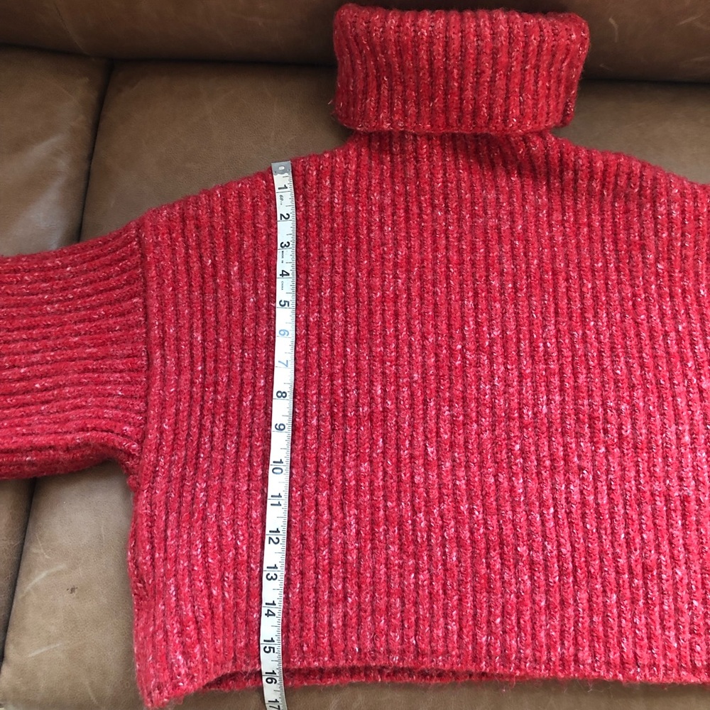 Goddess cropped ribbed turtleneck sweater cozy knit bohemian layer fall winter - Picture 7 of 8